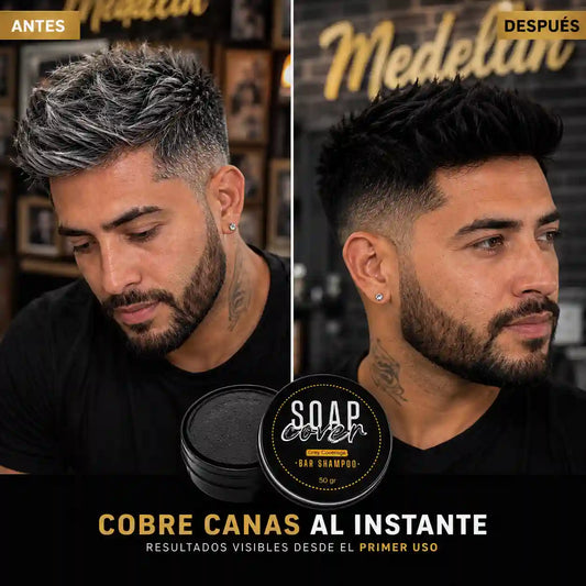 Barra de shampoo cubre canas 2X1